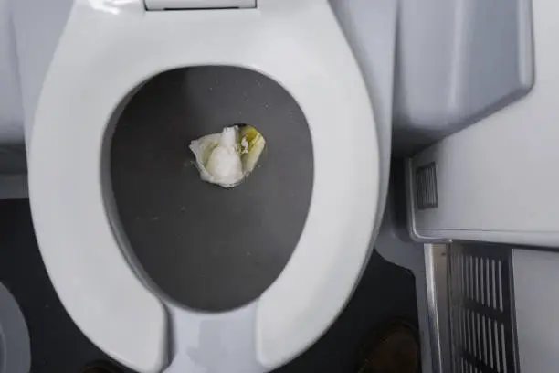 Photo of toilet in airplane