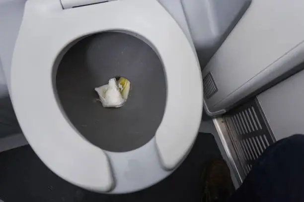 Photo of toilet in airplane