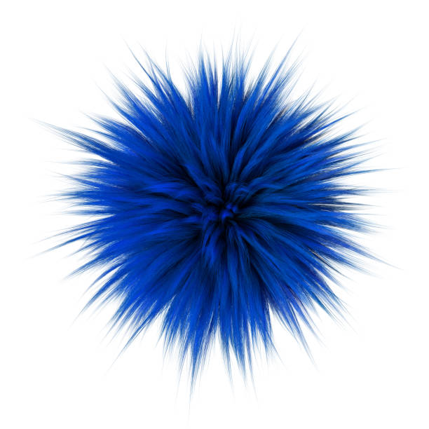 istock 3d render of blue color fluffy Fur Ball isolated on white background. 1028104716