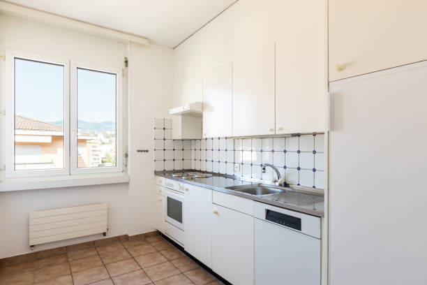 Kitchen with white and tile, vintage furniture
