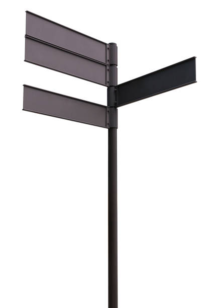 istock Blank direction black signpost isolated on white background. 1028107944