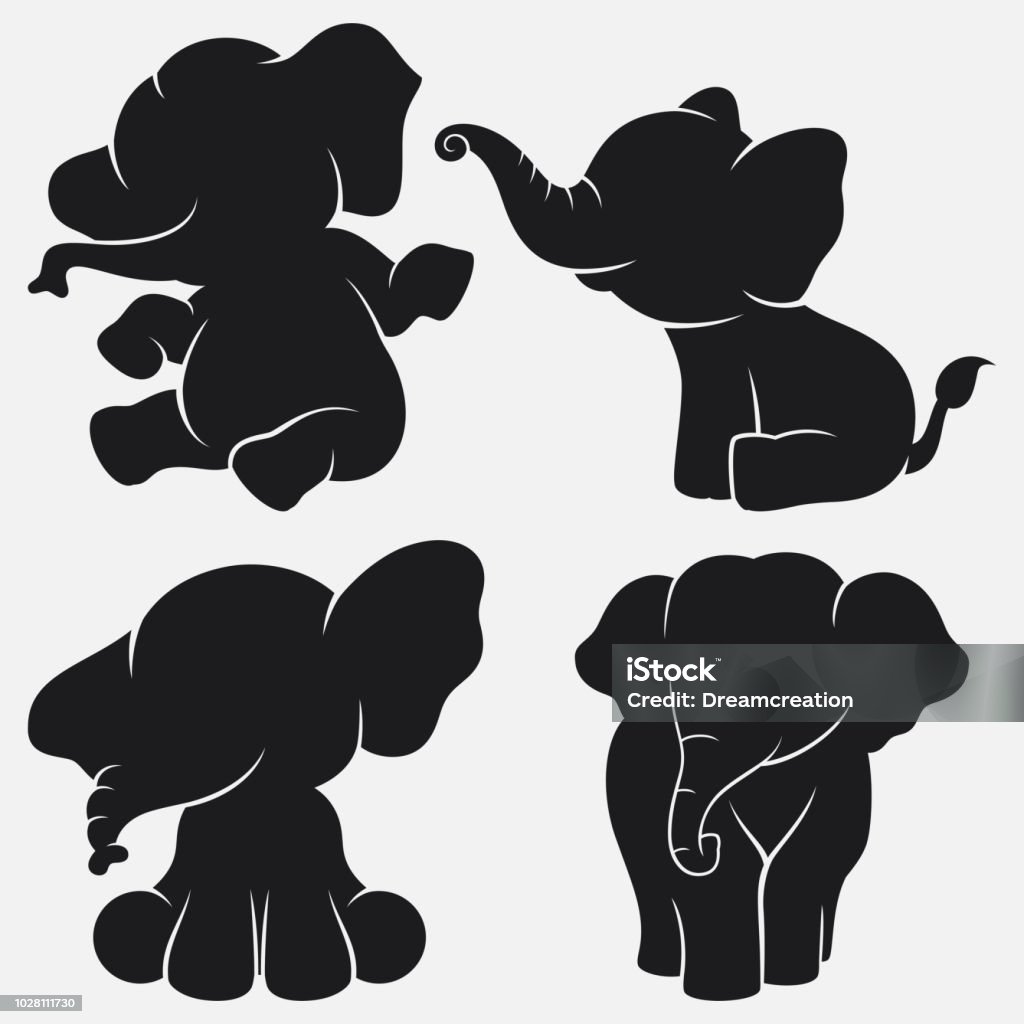 Set of elephant silhouettes cartoon with different poses and expressions Vector illustration of Set of elephant silhouettes cartoon with different poses and expressions Africa stock vector