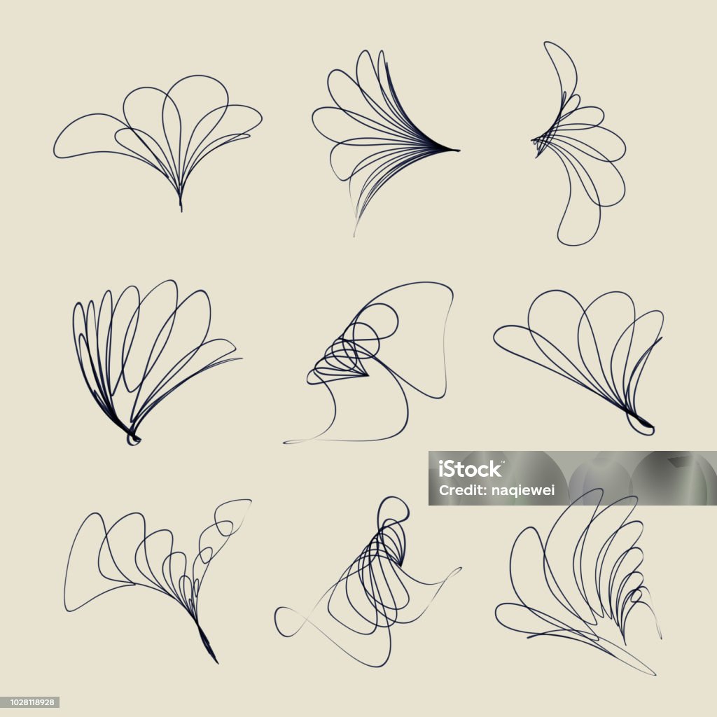Vector line style symbol collection Flower stock vector