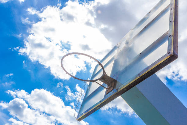 istock Old Basketball hoop on  blue sky 1028119444