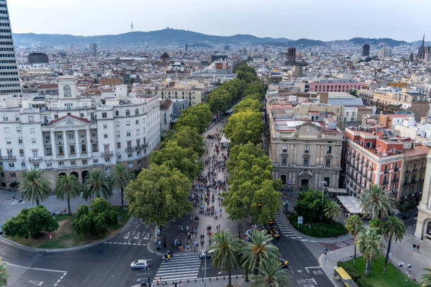 istock Barcelona sky views of Les Rambles 1028130424