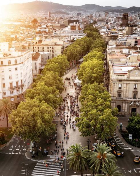 istock Barcelona sky views of Les Rambles 1028130810