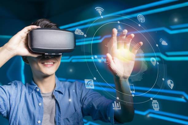 istock man wear vr showing IoT 1028135258