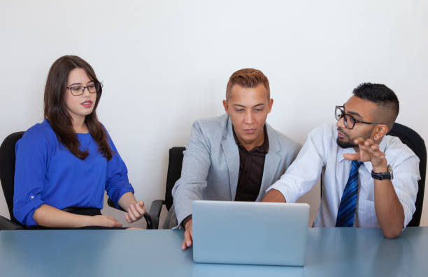 istock Serious sales manager presenting new app 1028136220