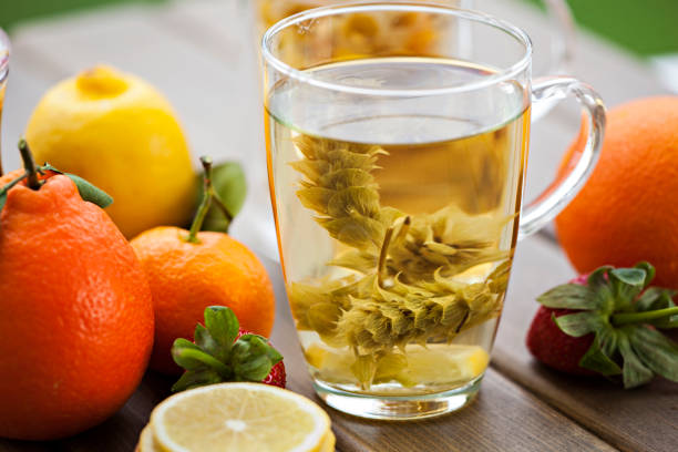 Fruits and winter tea with vitamin c