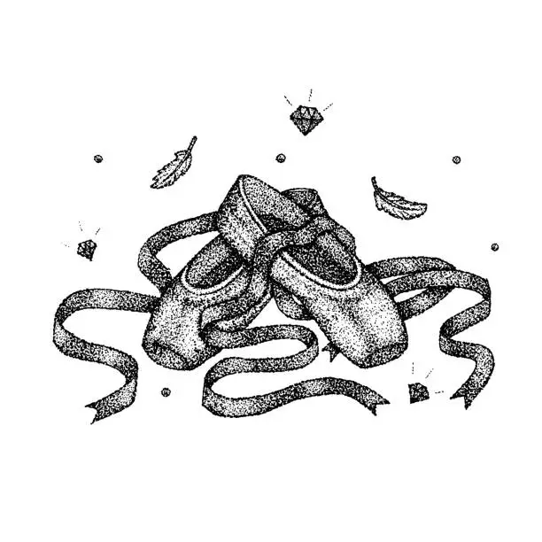 Vector illustration of Dotwork Ballet Pointers