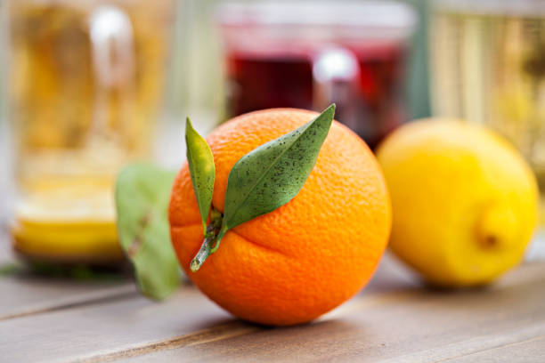 Fruits and winter tea with vitamin c
