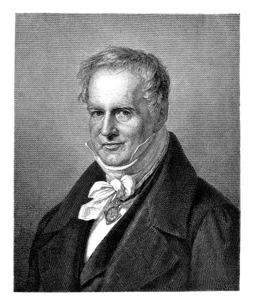 ilustraciones, imágenes clip art, dibujos animados e iconos de stock de geógrafo prusiano friedrich wilhelm heinrich alexander von humboldt, naturalista, explorador y exponente del fundador del romanticismo de la biogeografía - von