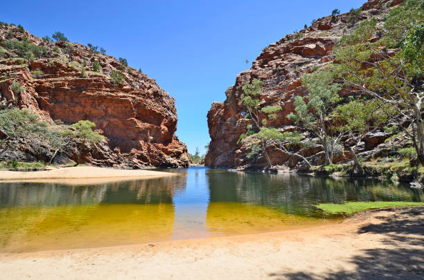 Australia, NT, West McDonnell Range Australia, NT, Ellery Creek Big Hole, lake and waterhole in West McDonnell Range national park alice springs photos stock pictures, royalty-free photos & images