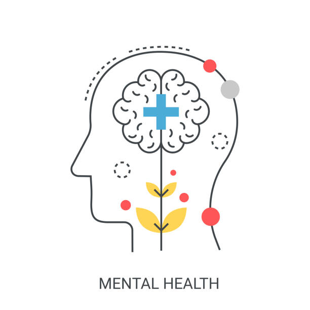 ilustraciones, imágenes clip art, dibujos animados e iconos de stock de concepto de ilustración de vector de salud mental. - therapy mental illness behavior mental health