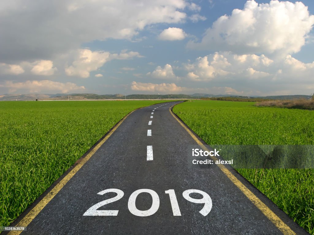 New year 2019 road start Freedom Stock Photo