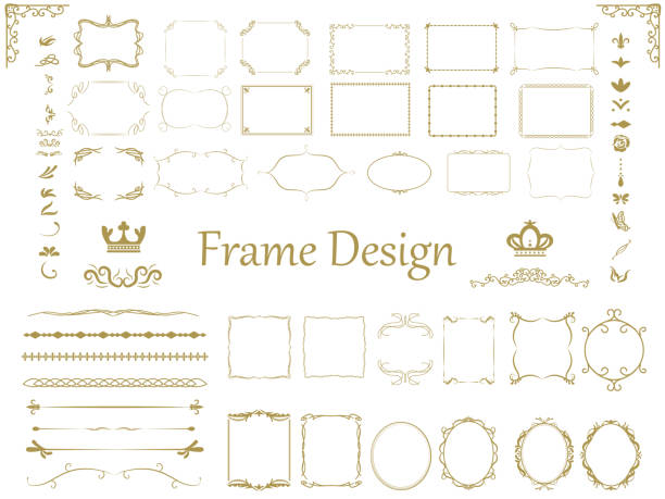 ilustrações, clipart, desenhos animados e ícones de quadro design2 - picture frame frame gold ornate