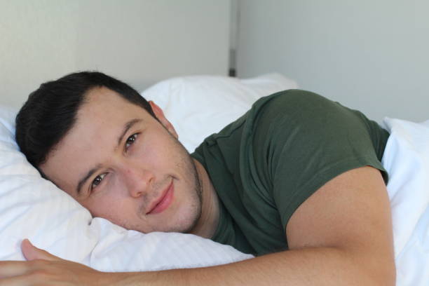 istock Comfortable man waiting for you in bed 1028184334