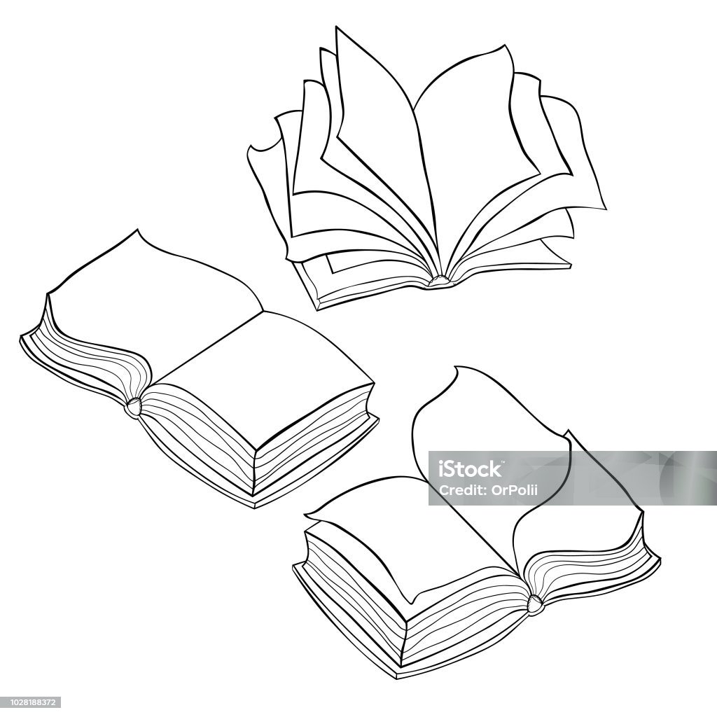 the book opened with pages. vector illustration coloring set  book opened with pages  vector illustration Abstract stock vector