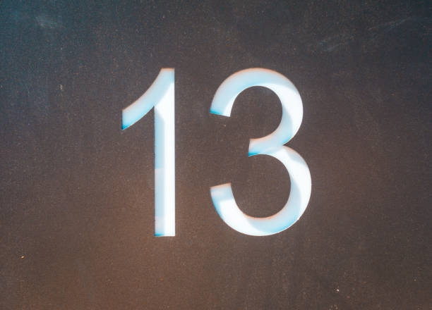 istock white colored door sign with number 13 on black background 1028193758