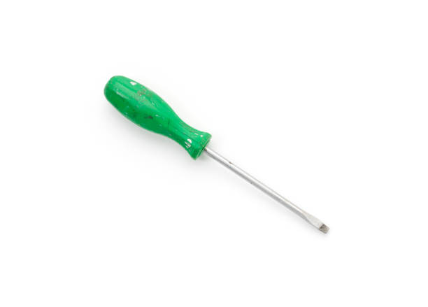 istock slot screwdriver with green handle, isolated on white 1028195322