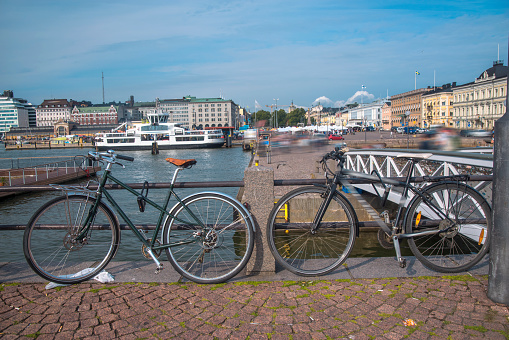 bicycles are in Helsinki in the old town.