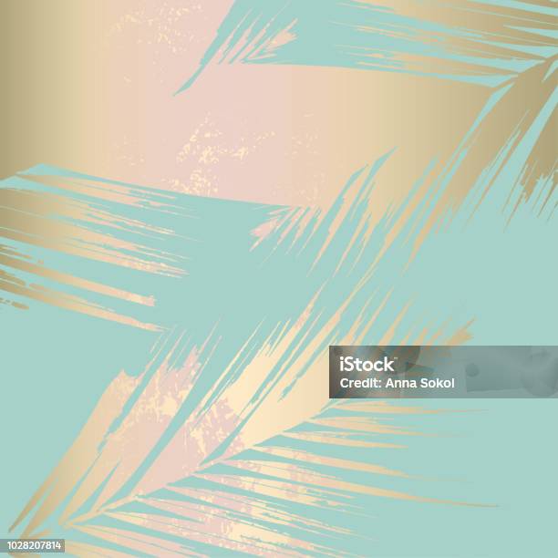 Autumn Abstract Foliage Rose Gold Blush Background Stock Illustration - Download Image Now - Palm Tree, Palm Leaf, Abstract