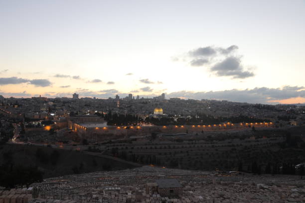 istock Jerusalem old city sunset night aerial view 1028211472