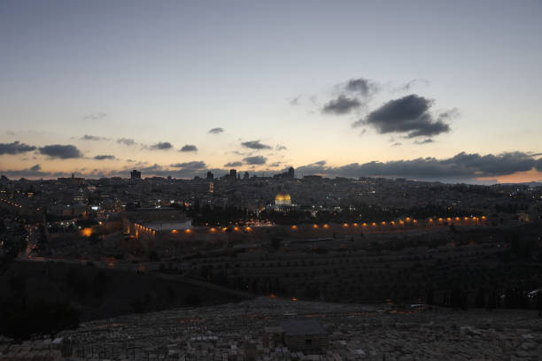 istock Jerusalem old city sunset night aerial view 1028211548