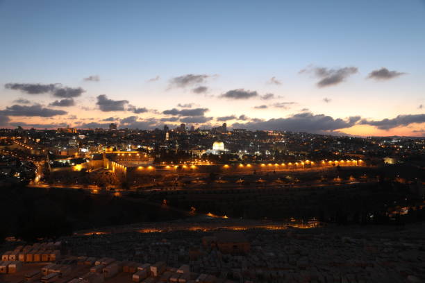 istock Jerusalem old city sunset night aerial view 1028211598