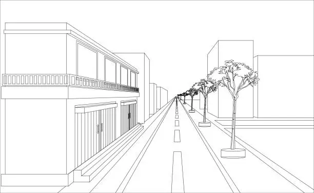 Vector illustration of sketch building perspective
