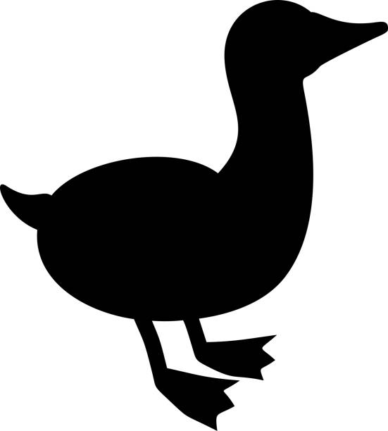 istock Silhouette of cartoon goose on white background 1028223806