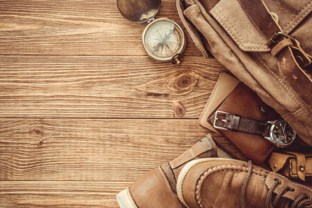 istock Looking image of travelling concept, essential vacation items. Retro effect. 1028224438