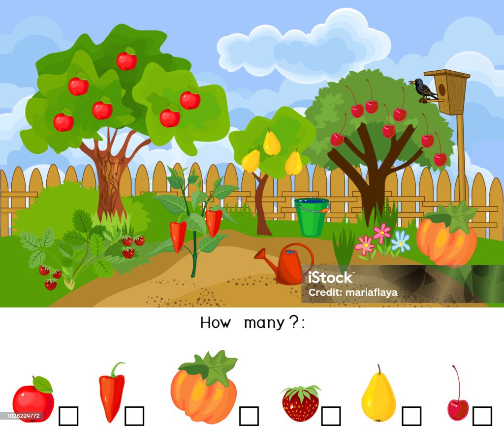 How Many Fruits And Vegetables Counting Educational Game For ...