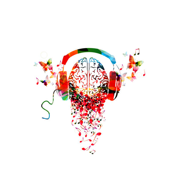 istock Colorful human brain with music notes and headphones 1028225664