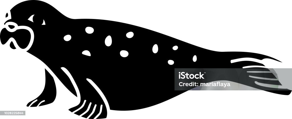 白い背景に分離された黒の様式化されたシール - イラスト素材...