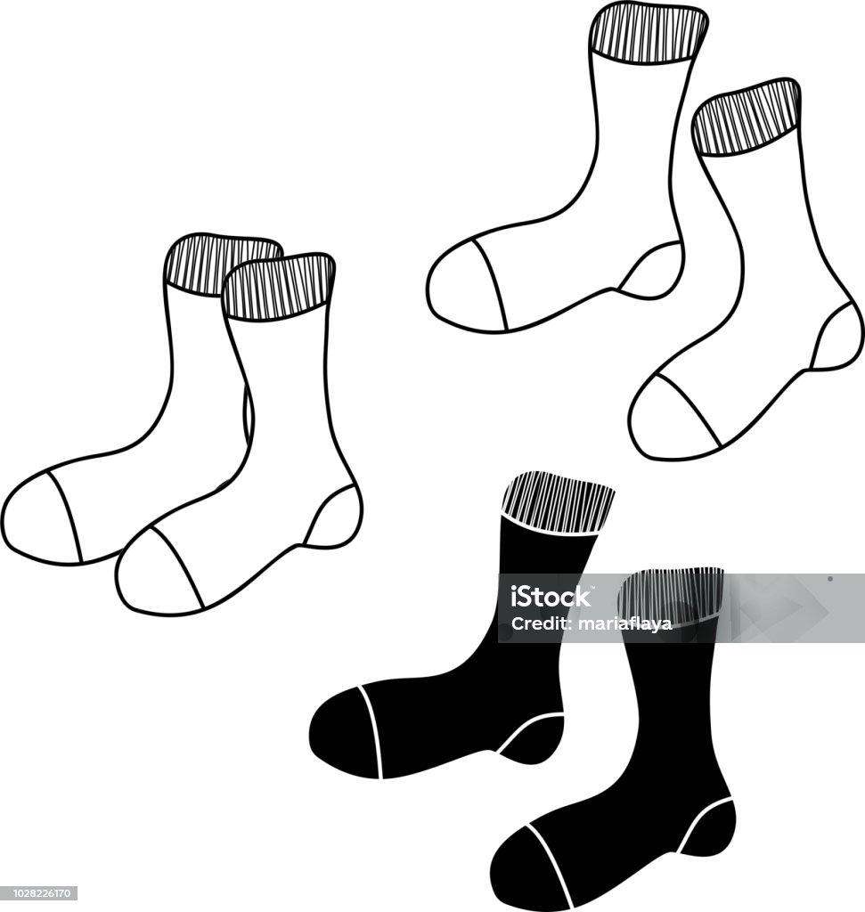 Ilustración de Set De Calcetines De Dibujos Animados Sobre Fondo Blanco y  más Vectores Libres de Derechos de Calcetín - iStock