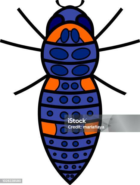 Stylized Blue Cartoon Larva Of Ladybird On White Background Stock  Illustration - Download Image Now - iStock