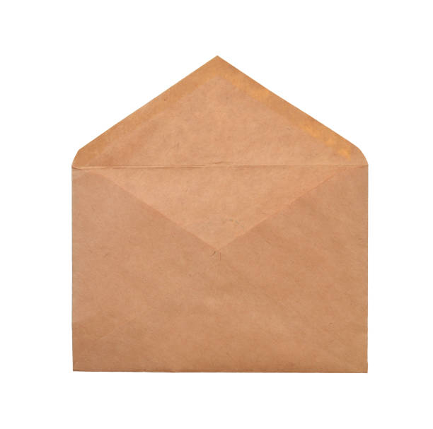 открытый коричневый почтовый конверт - old envelope стоковые фото и изображения