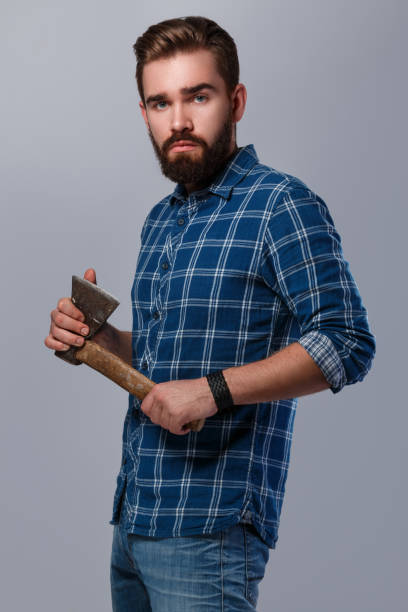 istock Handsome bearded man in checkered shirt 1028233032
