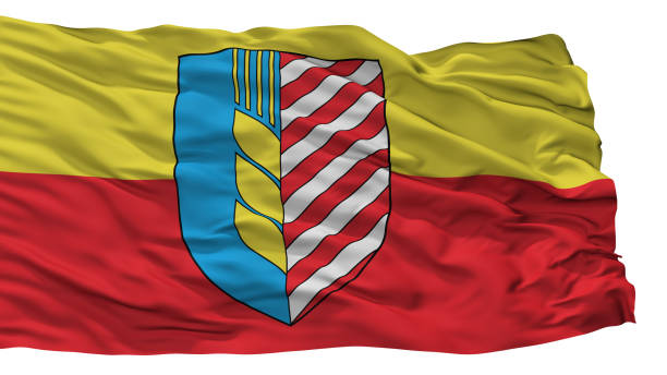 istock Soligorsk City Flag, Belarus, Isolated On White Background 1028233616