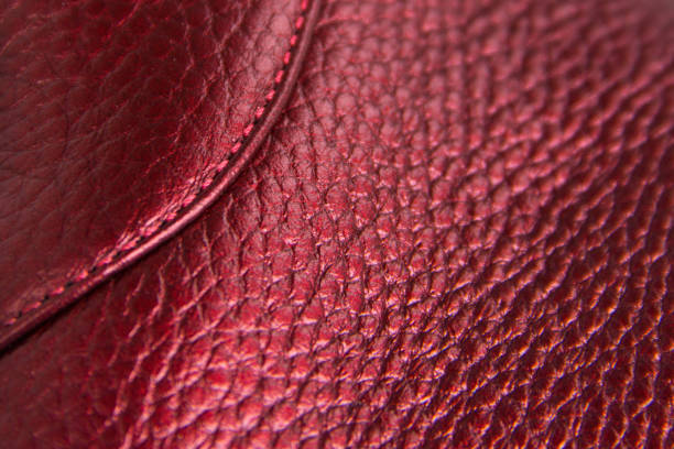 istock Background texture of red leather floater with stitch 1028233758