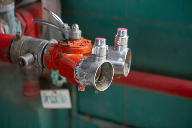 istock Fire Water hose connector ready to use in the outdoor 1028238016