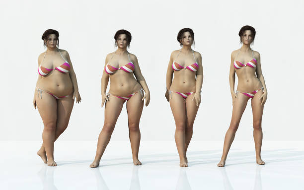 il processo da un corpo grasso a uno magro. - weat foto e immagini stock