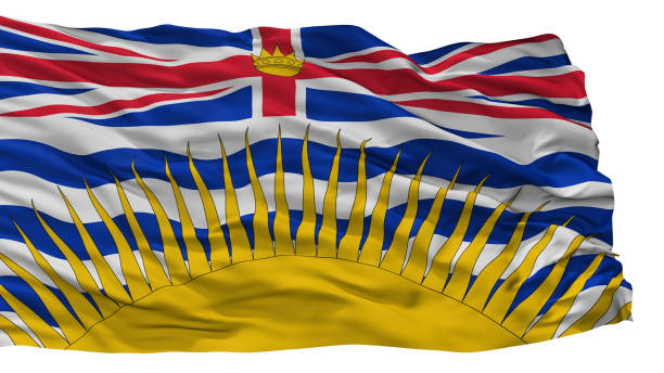 British Columbia City Flag, Country Canada, Isolated On White Background, 3D Rendering