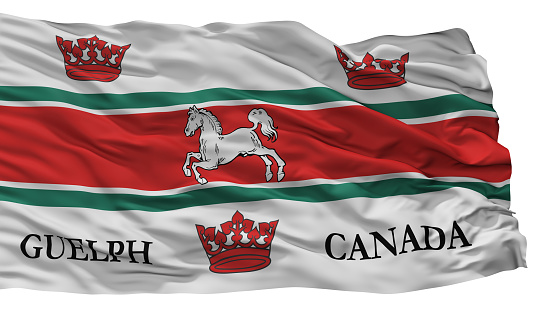 Guelph City Flag, Country Canada, Isolated On White Background, 3D Rendering