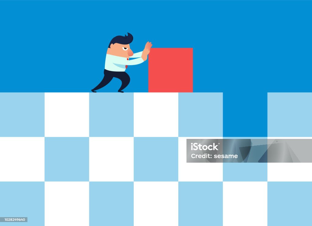 The businessman installed the missing part of the puzzle Dependency stock vector