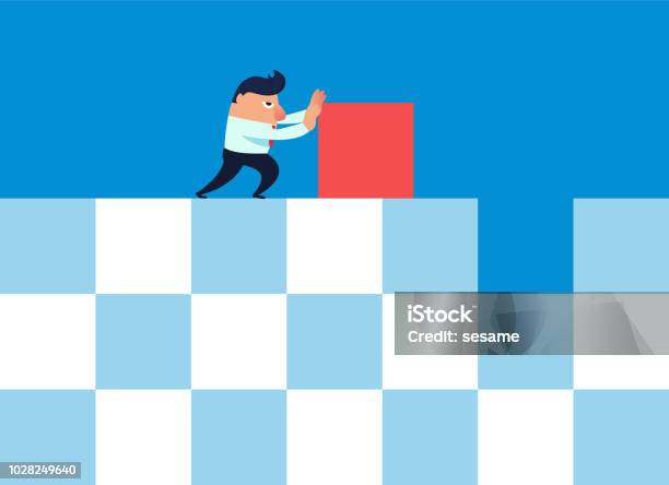 The Businessman Installed The Missing Part Of The Puzzle Stock Illustration - Download Image Now