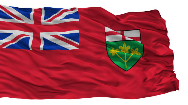 Ontario City Flag, Canada, Isolated On White Background Ontario City Flag, Country Canada, Isolated On White Background, 3D Rendering ontario flag stock pictures, royalty-free photos & images