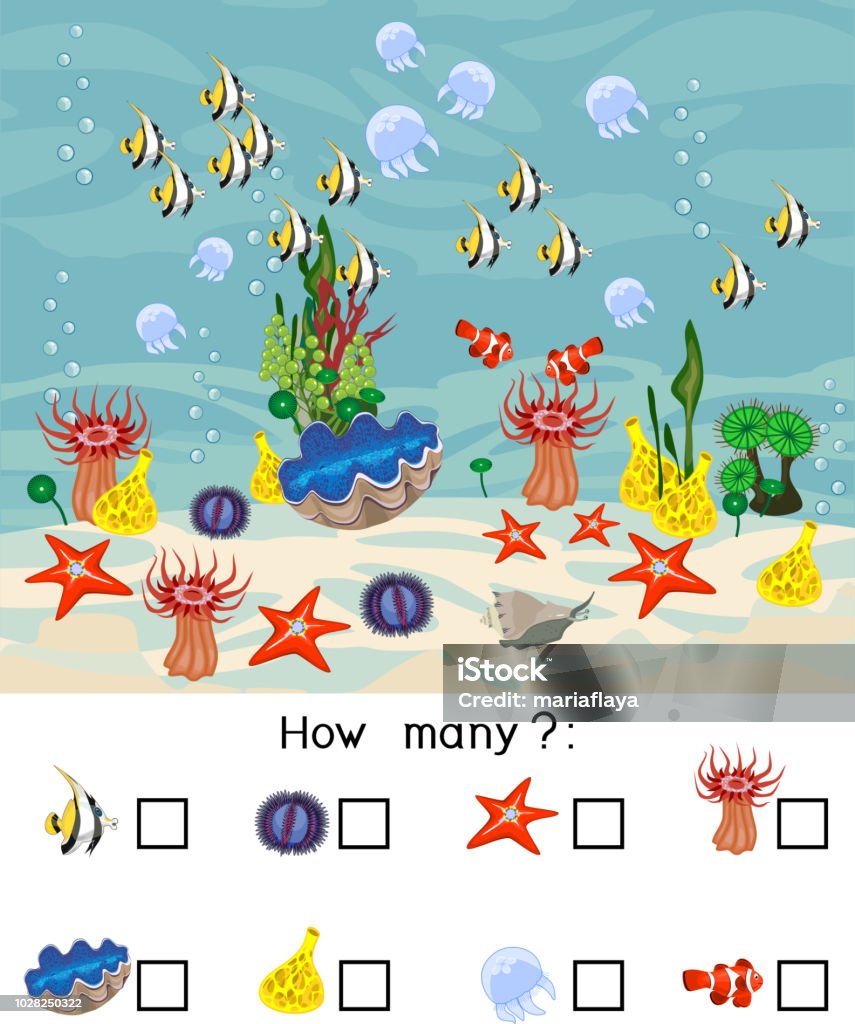 How Many Different Underwater Marine Animals Counting Educational Game With  Different Sea Animals For Preschool Kids Stock Illustration - Download  Image Now - iStock