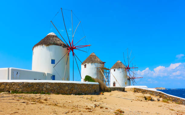 istock Old windmills in Mykonos 1028254294